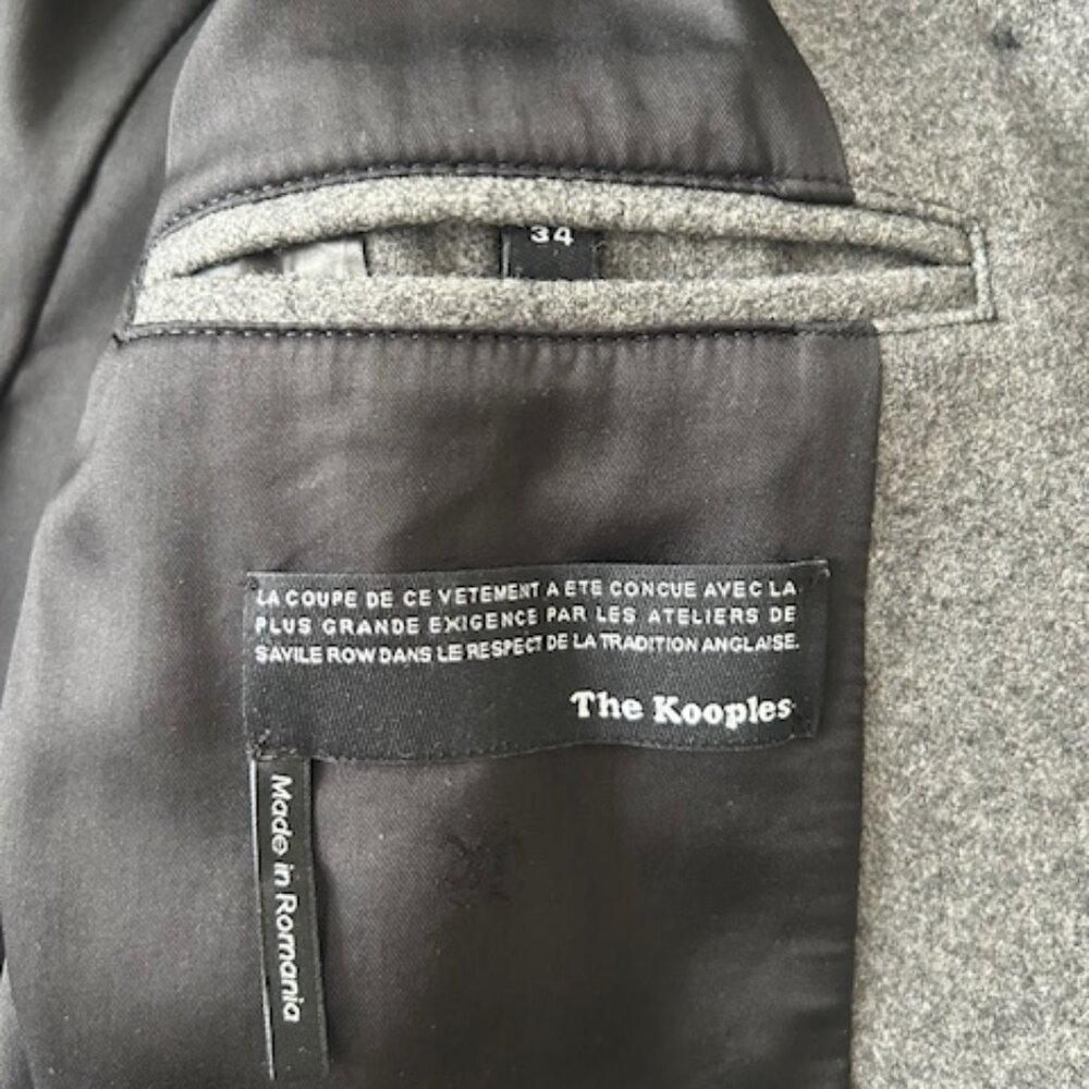 Kooples Grey Wool Blend Trench Coat with leather details - Picture 11 of 11